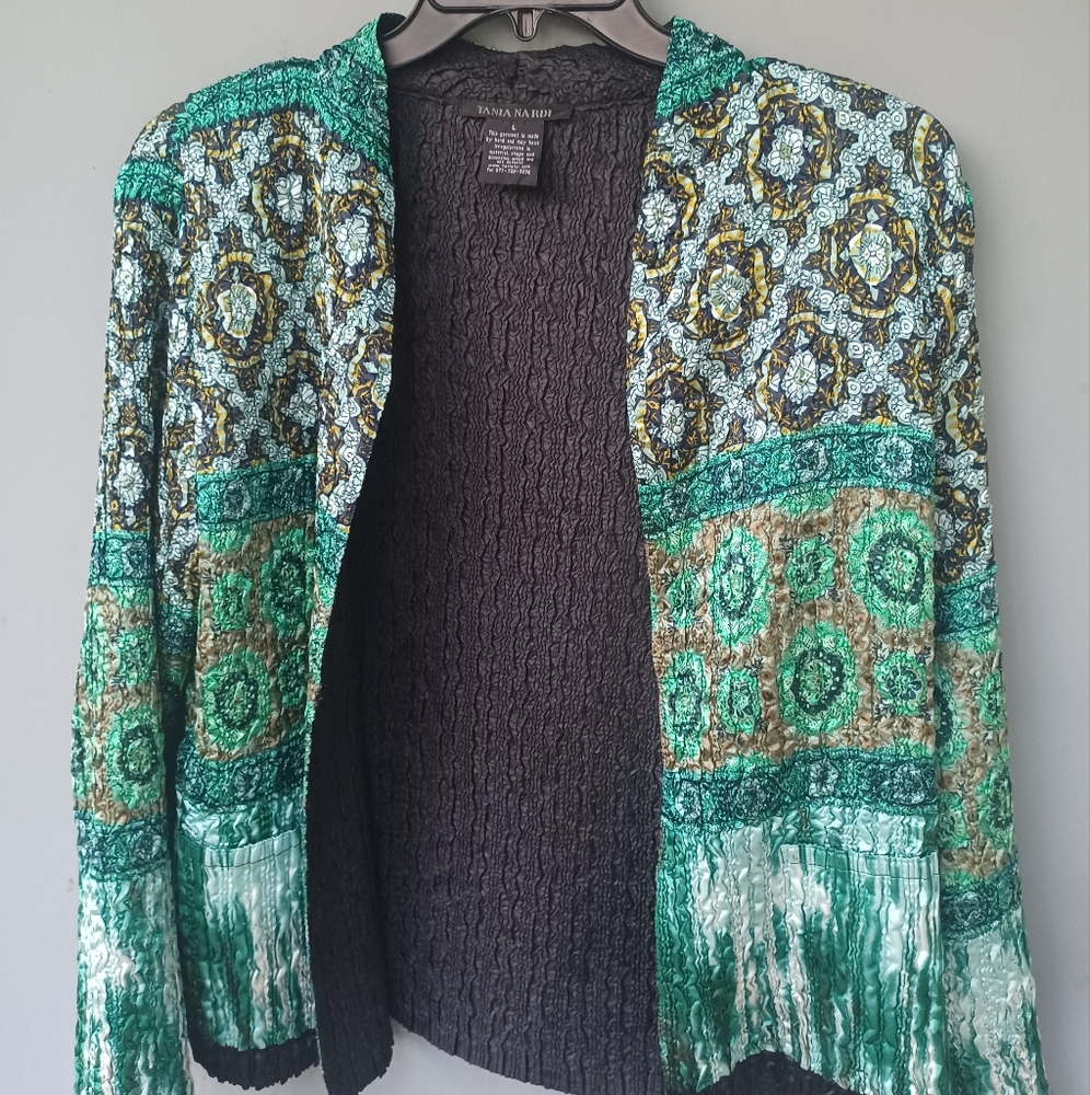 Tania Nardi green/black crinkle reversible jacket L.